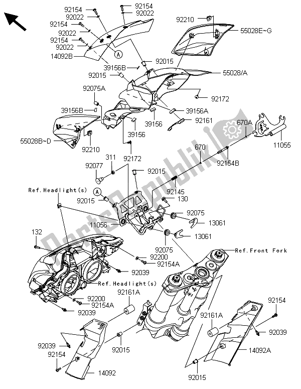 Todas las partes para Carenado (superior) de Kawasaki Z 1000 2013