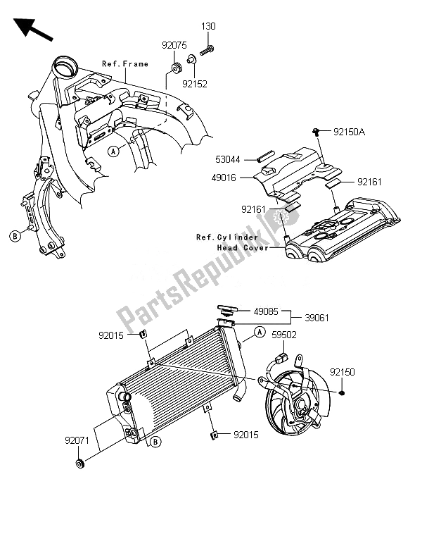 Tutte le parti per il Termosifone del Kawasaki ER 6N ABS 650 2014