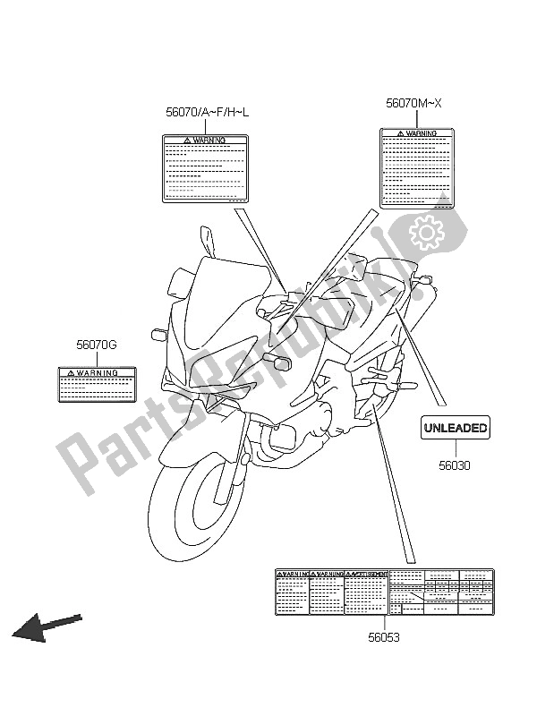 Tutte le parti per il Etichette del Kawasaki KLV 1000 2005