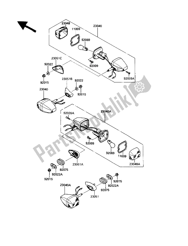 All parts for the Turn Signals of the Kawasaki GPZ 900R 1989