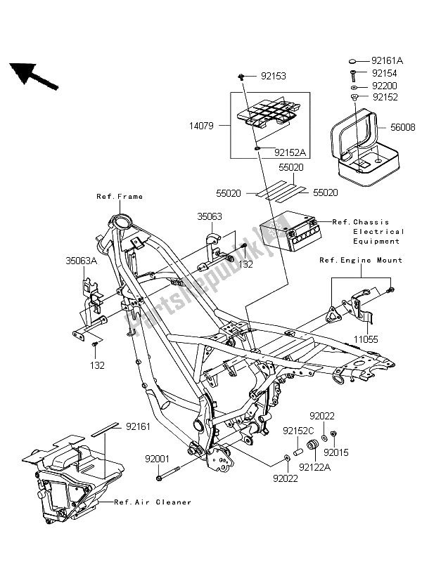 All parts for the Frame Fittings of the Kawasaki D Tracker 125 2012