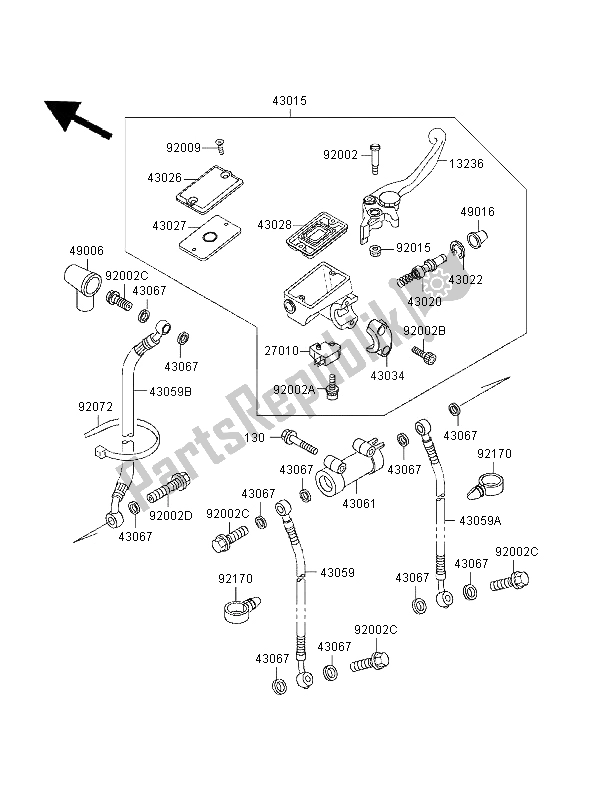 Wszystkie części do Przedni Cylinder G?ówny Kawasaki ZZR 600 1996