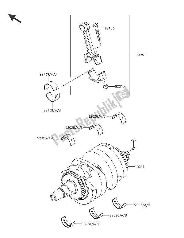 All parts for the Crankshaft of the Kawasaki Vulcan S 650 2016