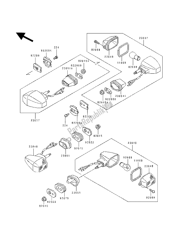 Tutte le parti per il Indicatori Di Direzione del Kawasaki KLE 500 1991