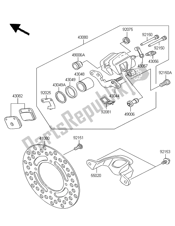 Tutte le parti per il Freno Posteriore del Kawasaki KX 65 2006