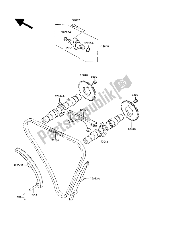 Todas las partes para árbol De Levas Y Tensor de Kawasaki LTD 450 1987