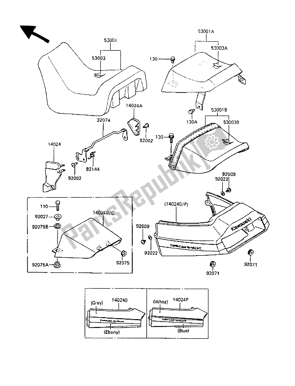 All parts for the Seat of the Kawasaki GPZ 600R 1989