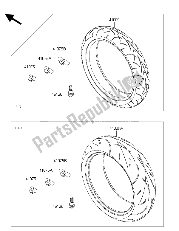 Tutte le parti per il Pneumatici del Kawasaki Z 1000 2015