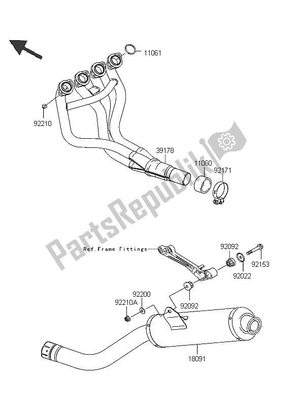 Todas as partes de Silencioso do Kawasaki Z 750 2005