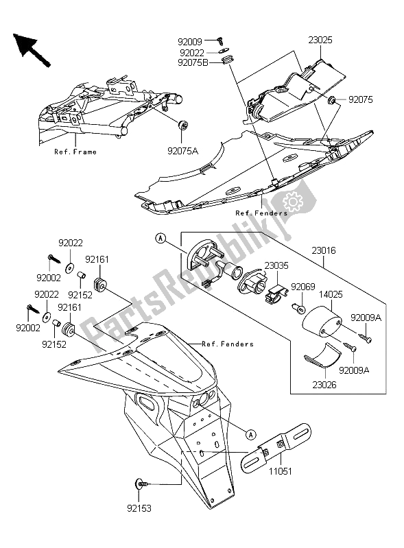 Alle onderdelen voor de Achterlicht van de Kawasaki Z 1000 2006