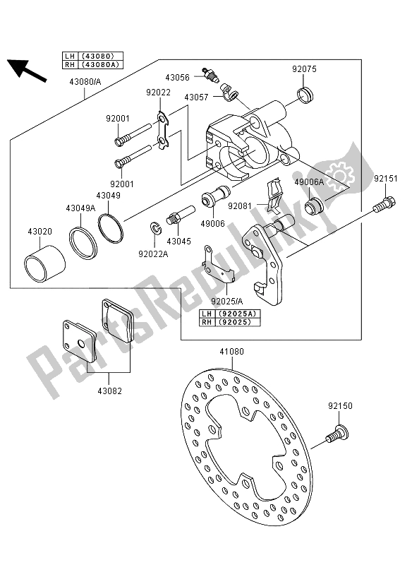 All parts for the Front Brake of the Kawasaki KVF 360 4X4 2009