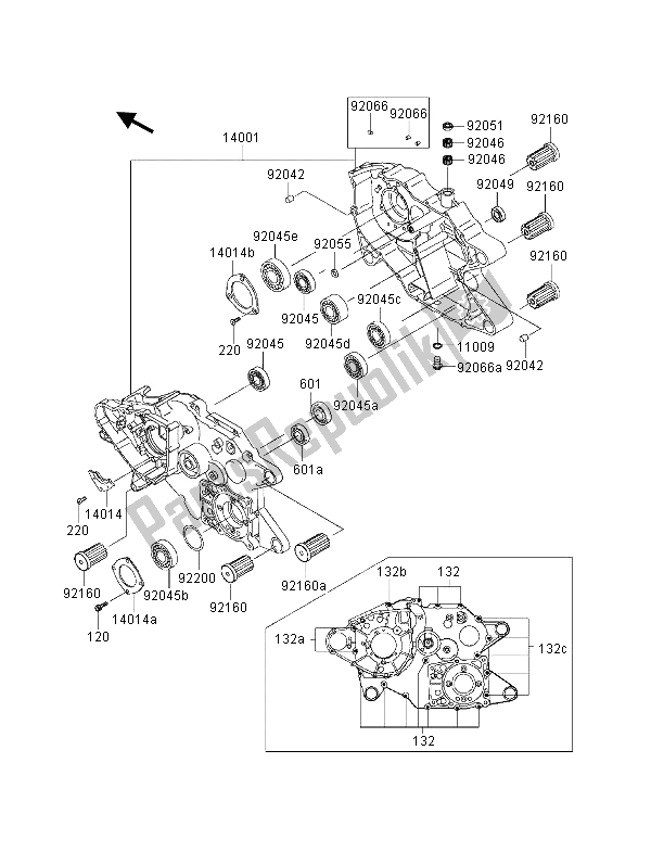 Todas las partes para Caja Del Cigüeñal de Kawasaki KVF 300 4X4 2001