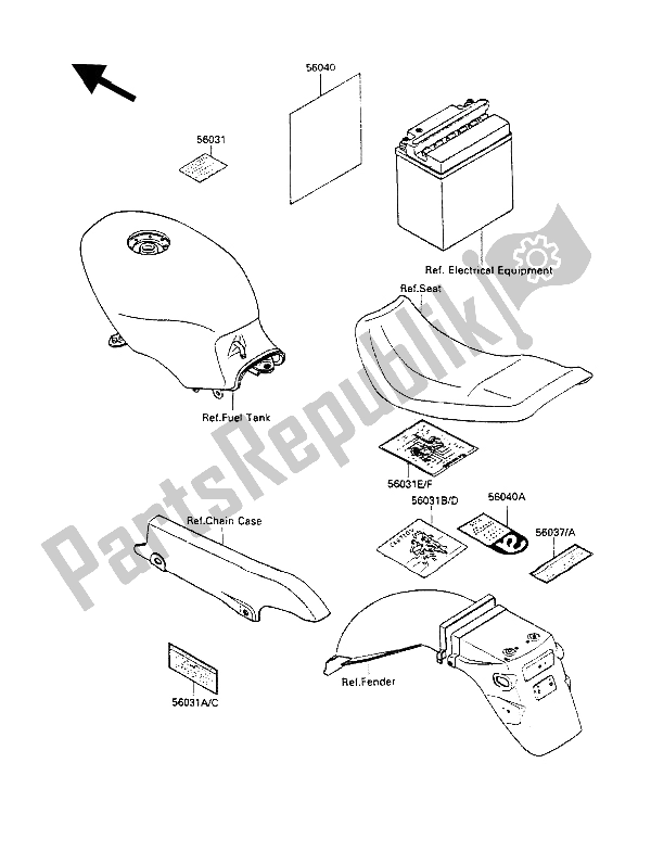 Tutte le parti per il Etichette del Kawasaki GPZ 500S 1987