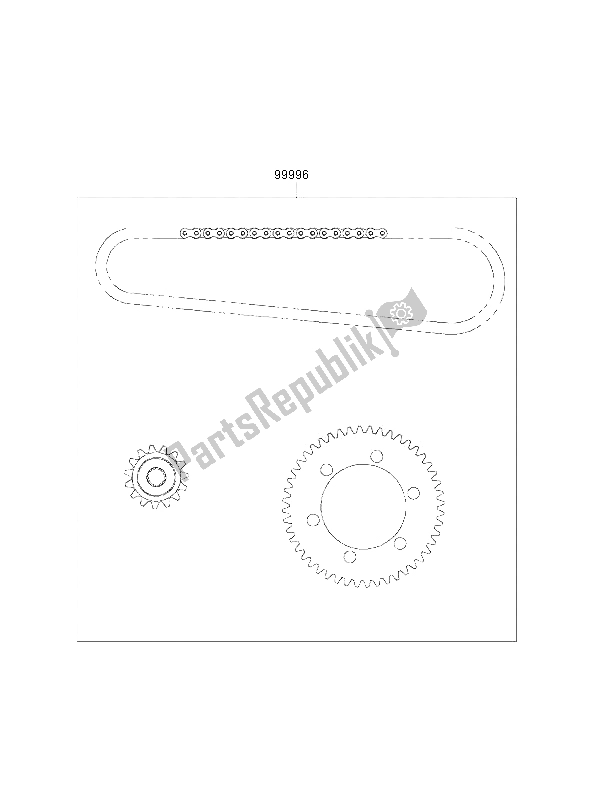 All parts for the Chain Kit of the Kawasaki EN 500 2002