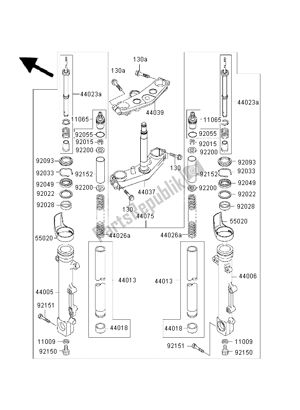 Tutte le parti per il Forcella Anteriore del Kawasaki ZRX 1200S 2003