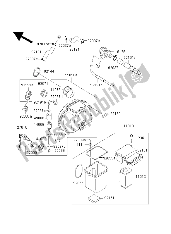 All parts for the Air Cleaner of the Kawasaki ZR 7 750 2003