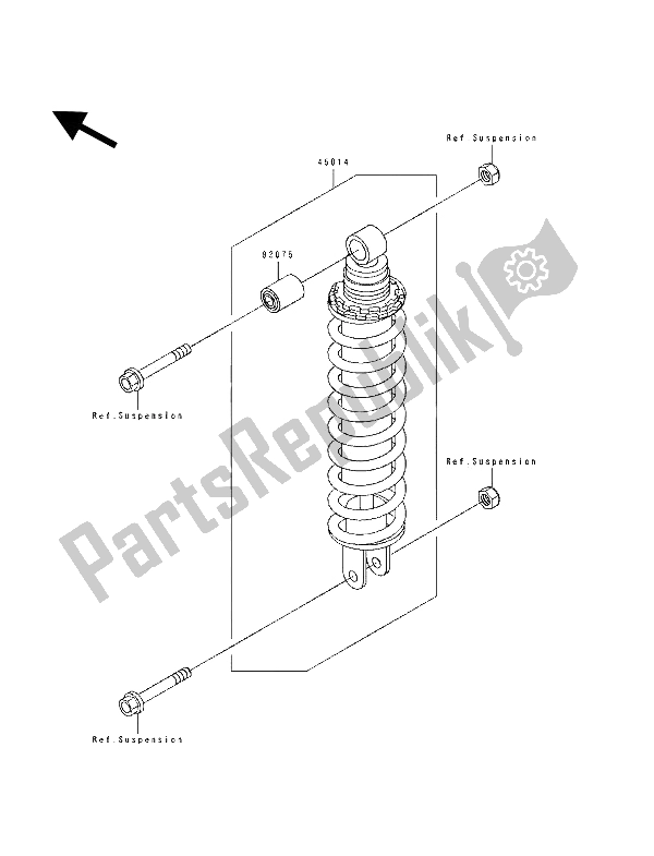 All parts for the Shock Absorber of the Kawasaki GPZ 500S 1993