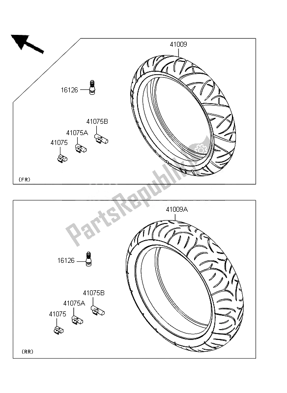 All parts for the Tires of the Kawasaki ER 6F 650 2011