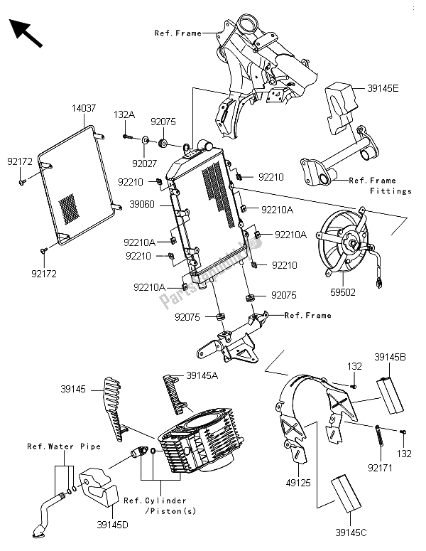 Alle onderdelen voor de Radiator van de Kawasaki VN 1700 Voyager ABS 2013