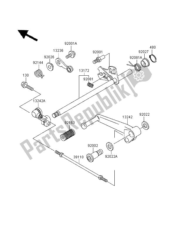 All parts for the Gear Change Mechanism of the Kawasaki ZZR 600 1995