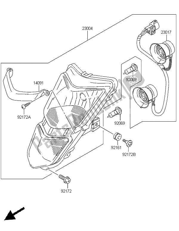 All parts for the Headlight of the Kawasaki KFX 400 2006