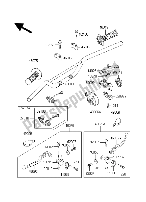 Todas as partes de Guidão do Kawasaki KX 60 1995