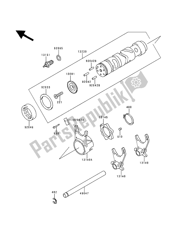 Tutte le parti per il Cambio Tamburo E Cambio Forcella del Kawasaki Zephyr 750 1991