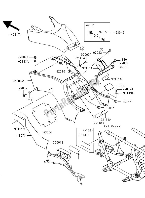 Todas las partes para Cubiertas Laterales de Kawasaki KVF 650 4X4 2006