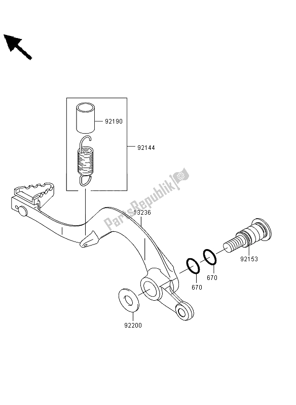 Toutes les pièces pour le Pédale De Frein du Kawasaki KLX 450R 2008