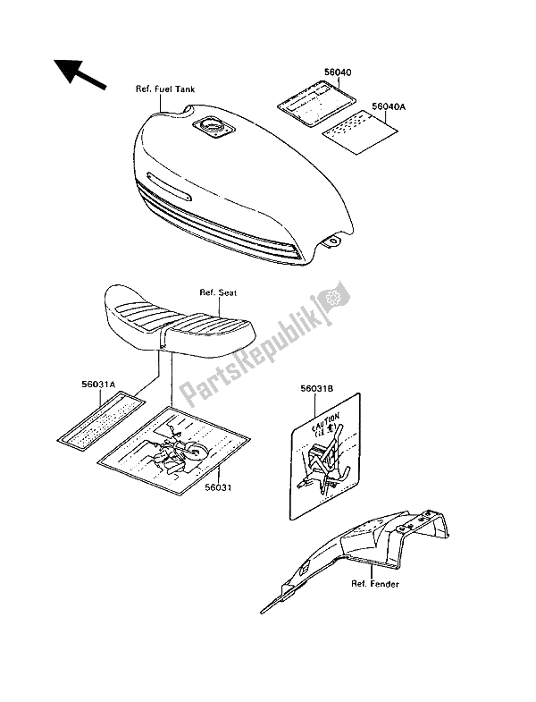Tutte le parti per il Etichette del Kawasaki GT 750 1994