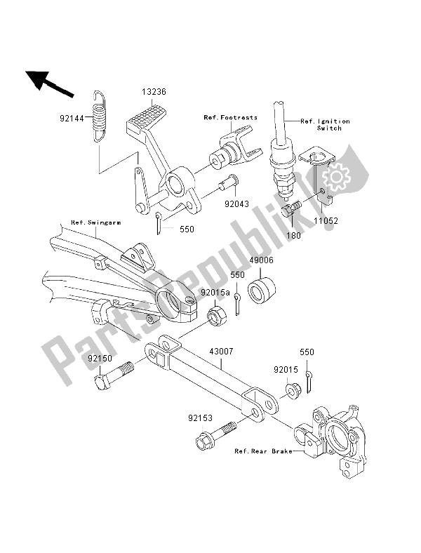 All parts for the Brake Pedal of the Kawasaki ZRX 1200R 2002