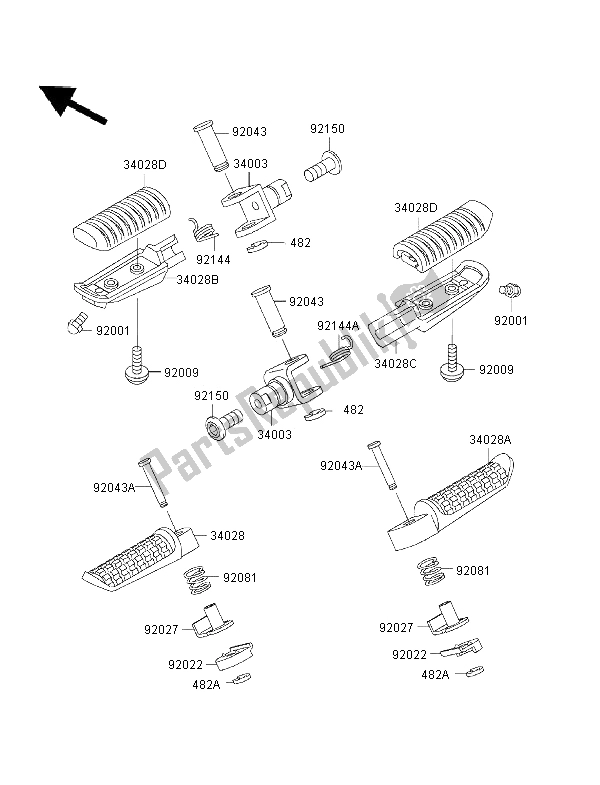 All parts for the Footrest of the Kawasaki ZRX 1100 1997