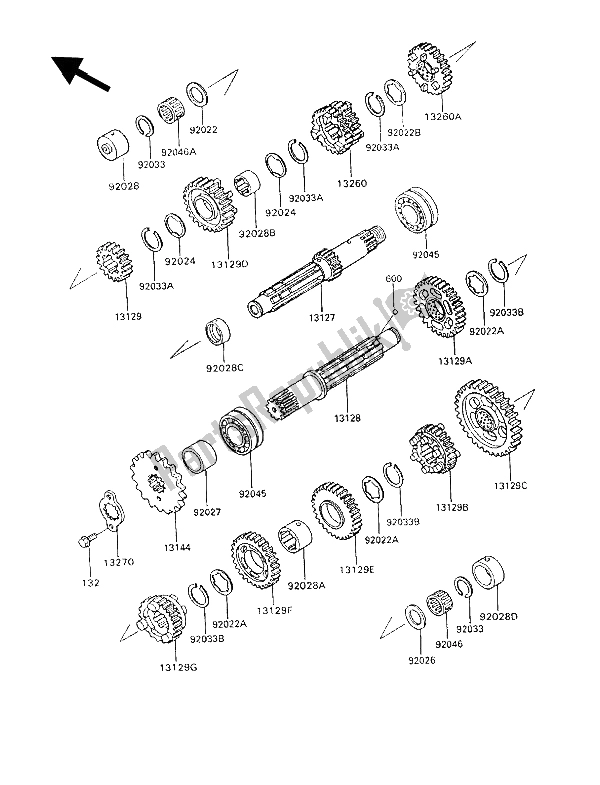 Toutes les pièces pour le Transmission du Kawasaki GPX 600R 1994