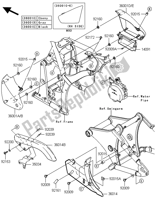 All parts for the Side Covers & Chain Cover of the Kawasaki VN 900 Classic 2014