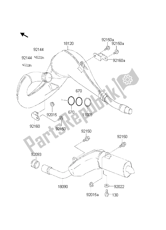 Toutes les pièces pour le Silencieux du Kawasaki KDX 200 2000