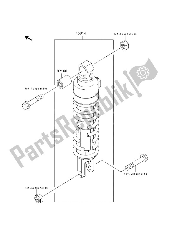 Alle onderdelen voor de Schokdemper van de Kawasaki GPZ 1100 1995