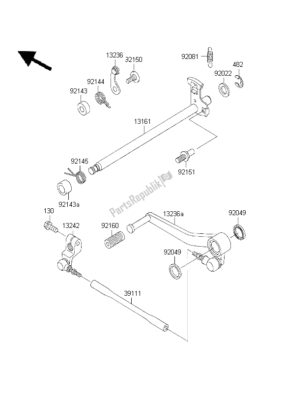 All parts for the Gear Change Mechanism of the Kawasaki Ninja ZX 6R 600 2001