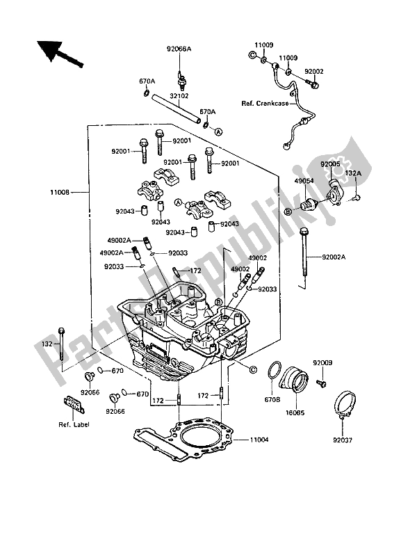 Toutes les pièces pour le Culasse du Kawasaki KLR 500 1987