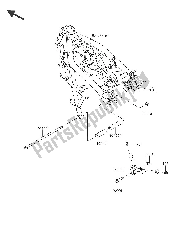 All parts for the Engine Mount (1) of the Kawasaki Ninja 250 SL ABS 2016