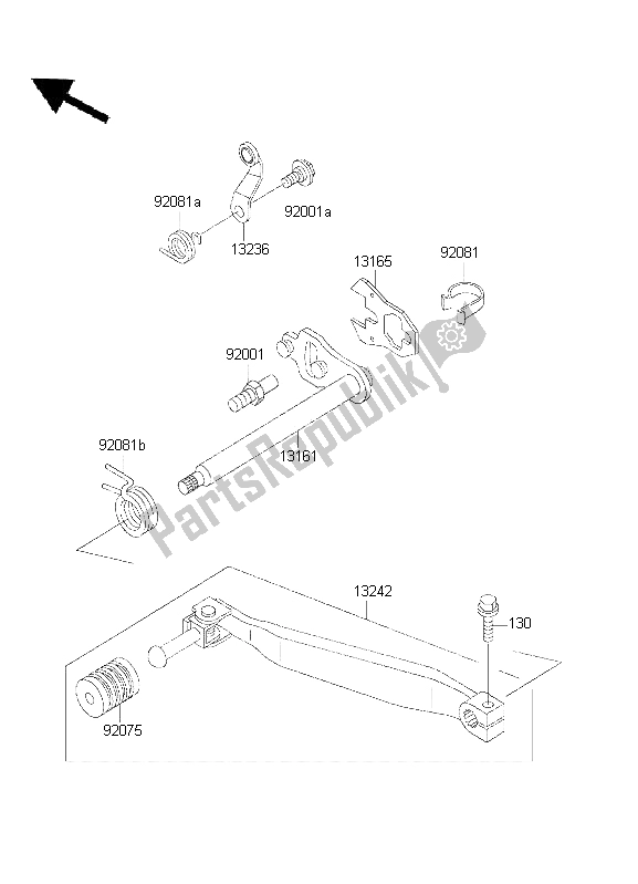 All parts for the Gear Change Mechanism of the Kawasaki KLR 650 2001