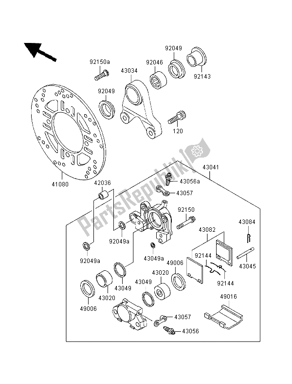 Toutes les pièces pour le Frein Arriere du Kawasaki ZXR 400 1999