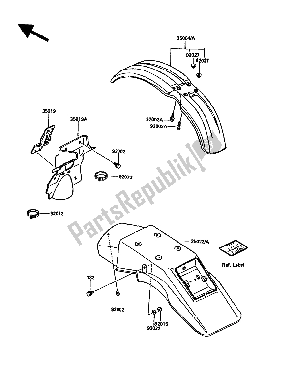 Toutes les pièces pour le Ailes du Kawasaki KDX 200 1987