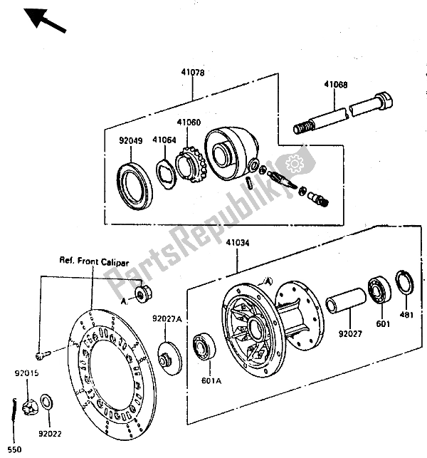 Todas las partes para Buje Delantero de Kawasaki KLR 600 1986