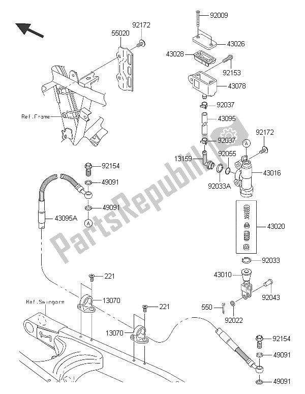 Todas las partes para Cilindro Maestro Trasero de Kawasaki KLX 250 2016