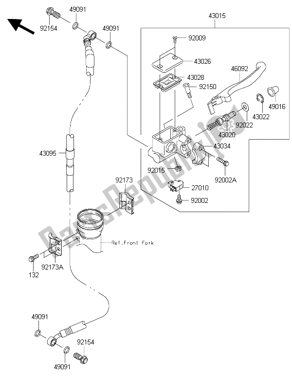 Tutte le parti per il Pompa Freno Anteriore del Kawasaki KLX 125 2015