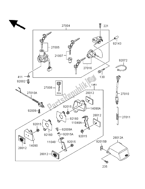 All parts for the Ignition Switch of the Kawasaki Ninja ZX 9R 900 1996