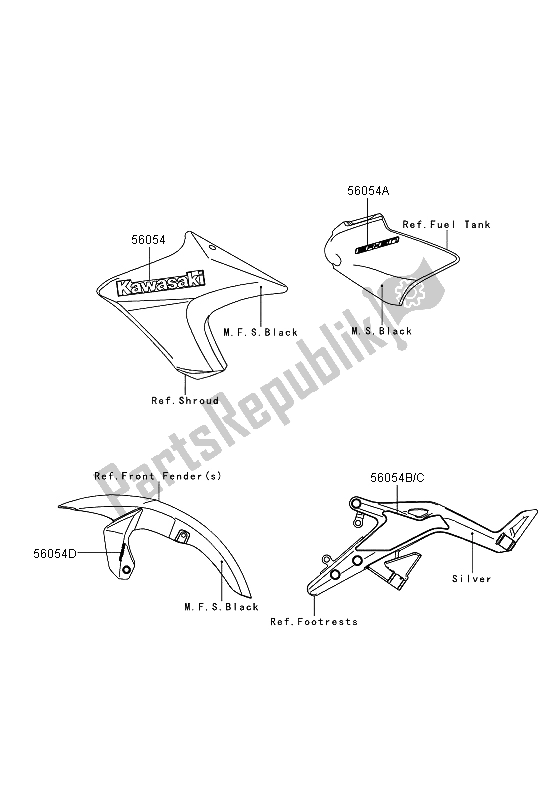 Toutes les pièces pour le Décalcomanies (m. F. S. Noir) du Kawasaki ER 6N ABS 650 2013