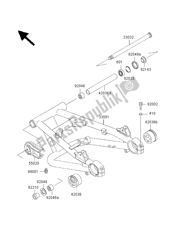 Tutte le parti per il Forcellone del Kawasaki ZRX 1100 1999