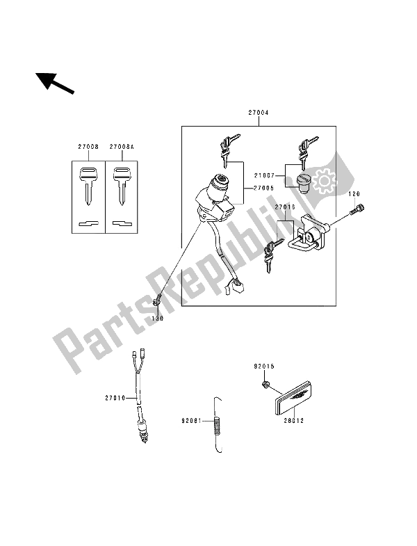 Todas as partes de Chave De Ignição do Kawasaki KLR 250 1994