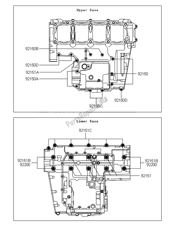 All parts for the Crankcase Bolt Pattern of the Kawasaki Z 800 ABS BEF 2014